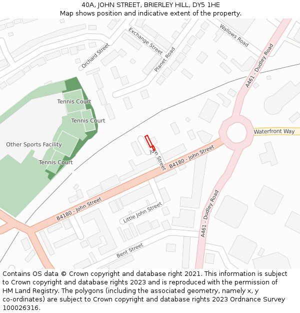 40A, JOHN STREET, BRIERLEY HILL, DY5 1HE: Location map and indicative extent of plot