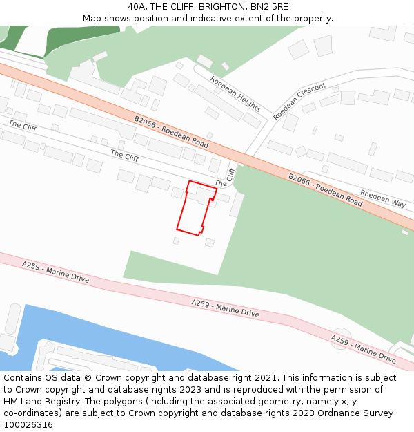 40A, THE CLIFF, BRIGHTON, BN2 5RE: Location map and indicative extent of plot