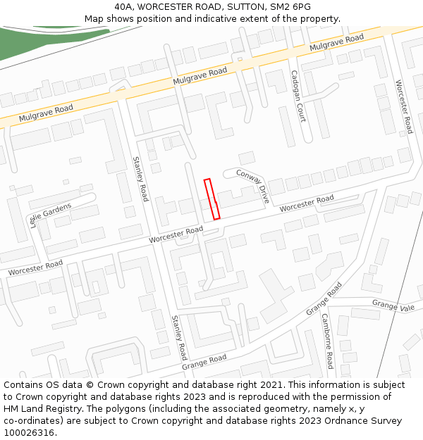 40A, WORCESTER ROAD, SUTTON, SM2 6PG: Location map and indicative extent of plot