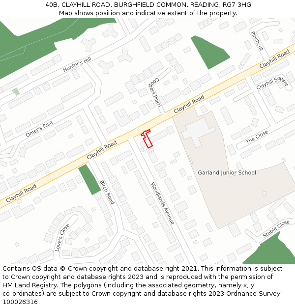 40B, CLAYHILL ROAD, BURGHFIELD COMMON, READING, RG7 3HG: Location map and indicative extent of plot