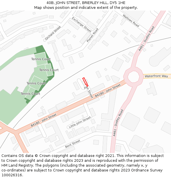 40B, JOHN STREET, BRIERLEY HILL, DY5 1HE: Location map and indicative extent of plot