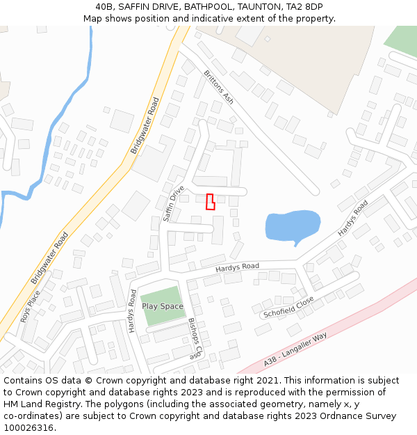 40B, SAFFIN DRIVE, BATHPOOL, TAUNTON, TA2 8DP: Location map and indicative extent of plot