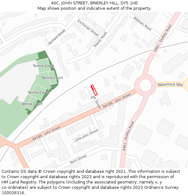 40C, JOHN STREET, BRIERLEY HILL, DY5 1HE: Location map and indicative extent of plot