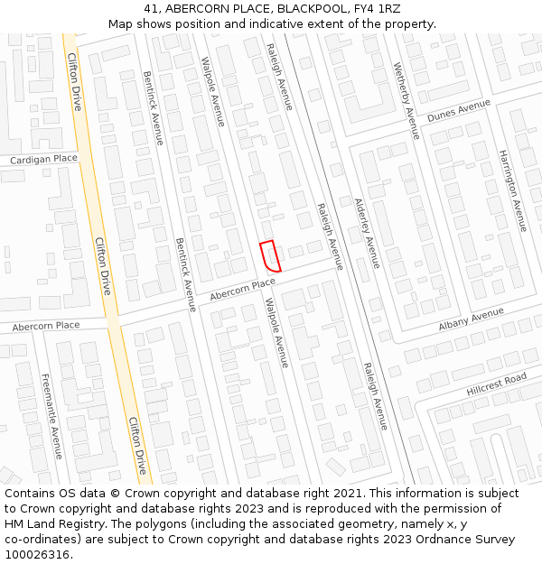 41, ABERCORN PLACE, BLACKPOOL, FY4 1RZ: Location map and indicative extent of plot