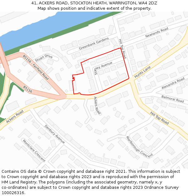 41, ACKERS ROAD, STOCKTON HEATH, WARRINGTON, WA4 2DZ: Location map and indicative extent of plot