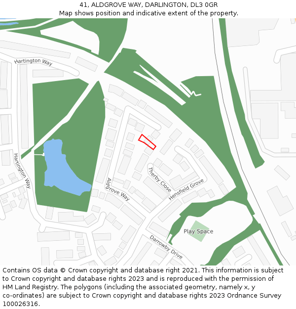 41, ALDGROVE WAY, DARLINGTON, DL3 0GR: Location map and indicative extent of plot