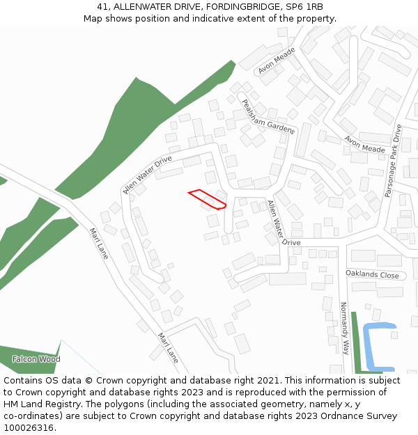 41, ALLENWATER DRIVE, FORDINGBRIDGE, SP6 1RB: Location map and indicative extent of plot