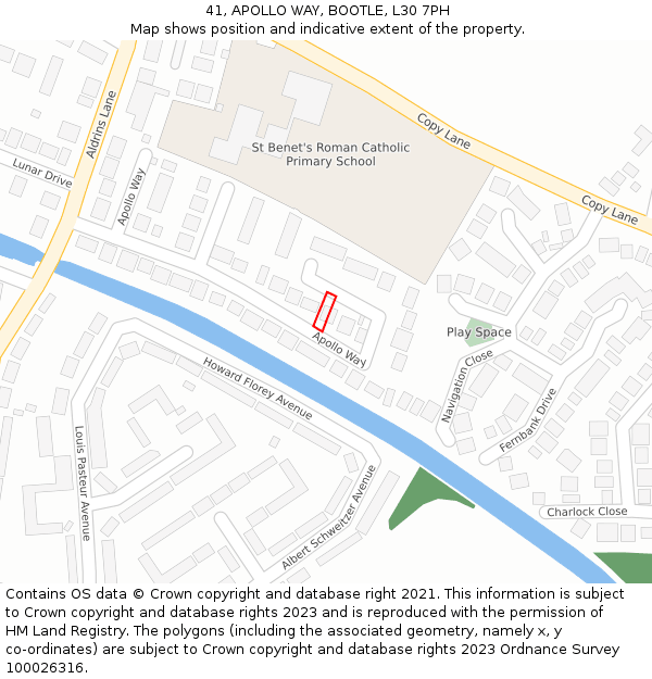 41, APOLLO WAY, BOOTLE, L30 7PH: Location map and indicative extent of plot