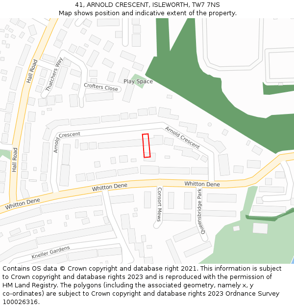 41, ARNOLD CRESCENT, ISLEWORTH, TW7 7NS: Location map and indicative extent of plot
