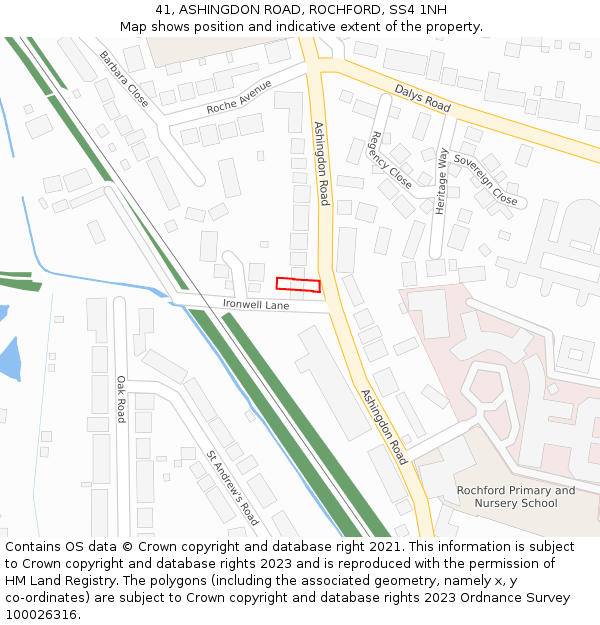 41, ASHINGDON ROAD, ROCHFORD, SS4 1NH: Location map and indicative extent of plot