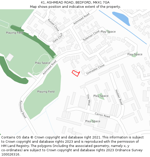 41, ASHMEAD ROAD, BEDFORD, MK41 7GA: Location map and indicative extent of plot