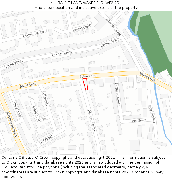 41, BALNE LANE, WAKEFIELD, WF2 0DL: Location map and indicative extent of plot
