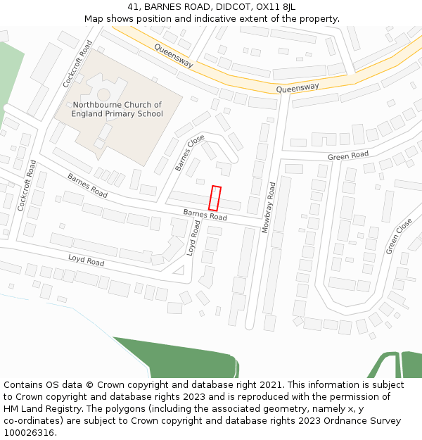 41, BARNES ROAD, DIDCOT, OX11 8JL: Location map and indicative extent of plot