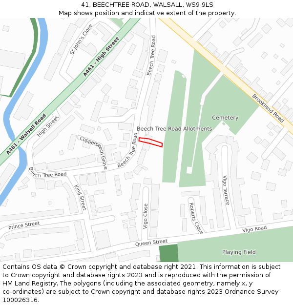 41, BEECHTREE ROAD, WALSALL, WS9 9LS: Location map and indicative extent of plot