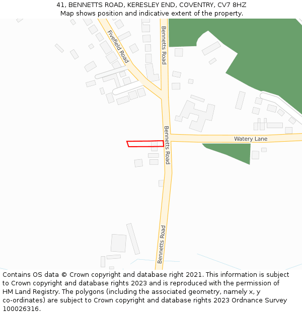 41, BENNETTS ROAD, KERESLEY END, COVENTRY, CV7 8HZ: Location map and indicative extent of plot