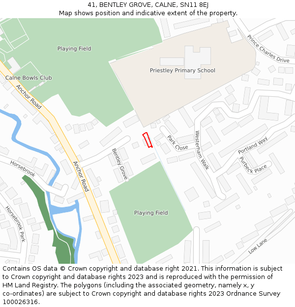 41, BENTLEY GROVE, CALNE, SN11 8EJ: Location map and indicative extent of plot