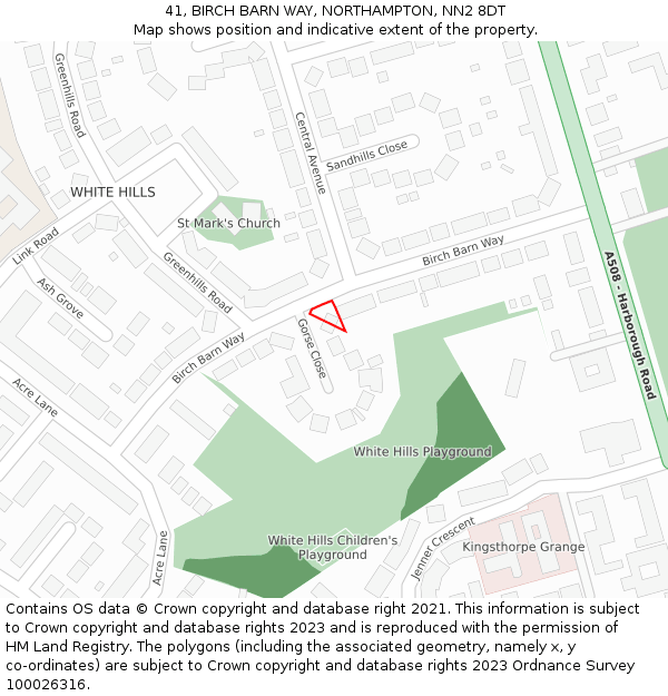 41, BIRCH BARN WAY, NORTHAMPTON, NN2 8DT: Location map and indicative extent of plot