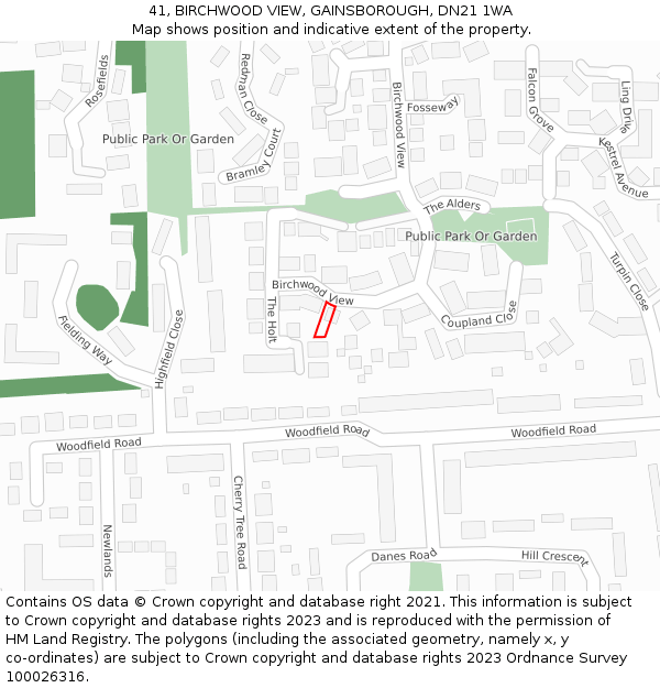 41, BIRCHWOOD VIEW, GAINSBOROUGH, DN21 1WA: Location map and indicative extent of plot