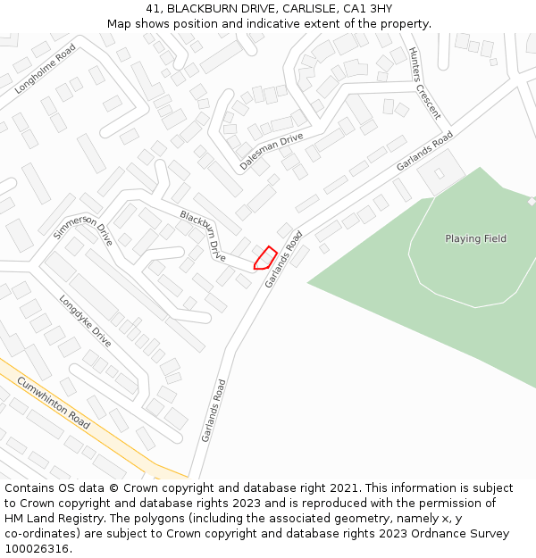 41, BLACKBURN DRIVE, CARLISLE, CA1 3HY: Location map and indicative extent of plot