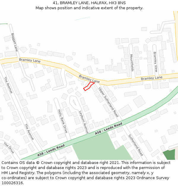 41, BRAMLEY LANE, HALIFAX, HX3 8NS: Location map and indicative extent of plot