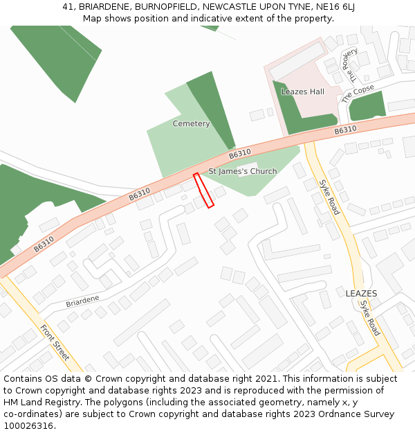 41, BRIARDENE, BURNOPFIELD, NEWCASTLE UPON TYNE, NE16 6LJ: Location map and indicative extent of plot