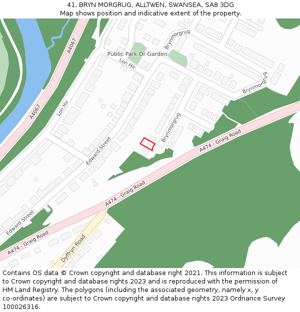 41, BRYN MORGRUG, ALLTWEN, SWANSEA, SA8 3DG: Location map and indicative extent of plot