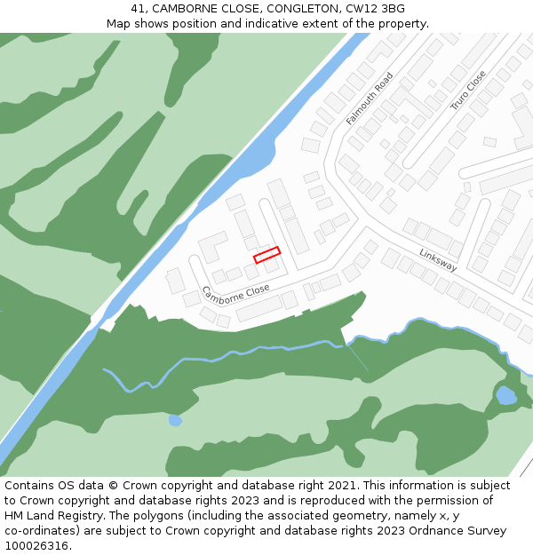 41, CAMBORNE CLOSE, CONGLETON, CW12 3BG: Location map and indicative extent of plot