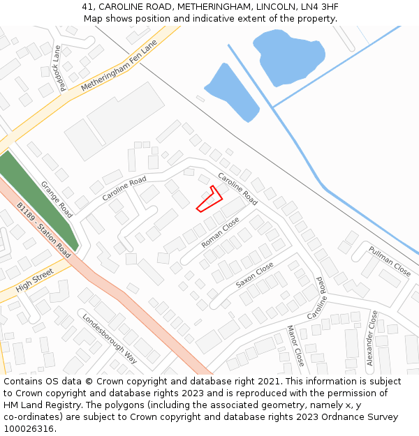 41, CAROLINE ROAD, METHERINGHAM, LINCOLN, LN4 3HF: Location map and indicative extent of plot