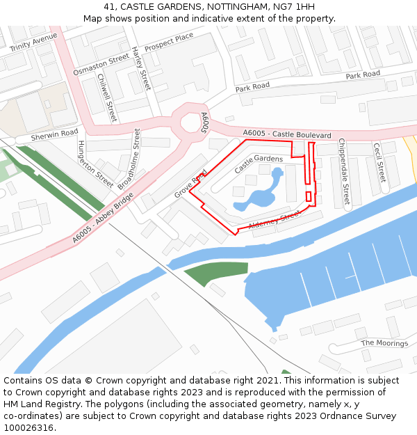 41, CASTLE GARDENS, NOTTINGHAM, NG7 1HH: Location map and indicative extent of plot