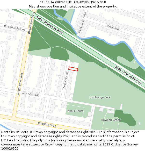 41, CELIA CRESCENT, ASHFORD, TW15 3NP: Location map and indicative extent of plot