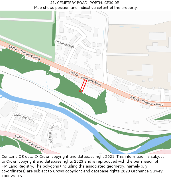 41, CEMETERY ROAD, PORTH, CF39 0BL: Location map and indicative extent of plot