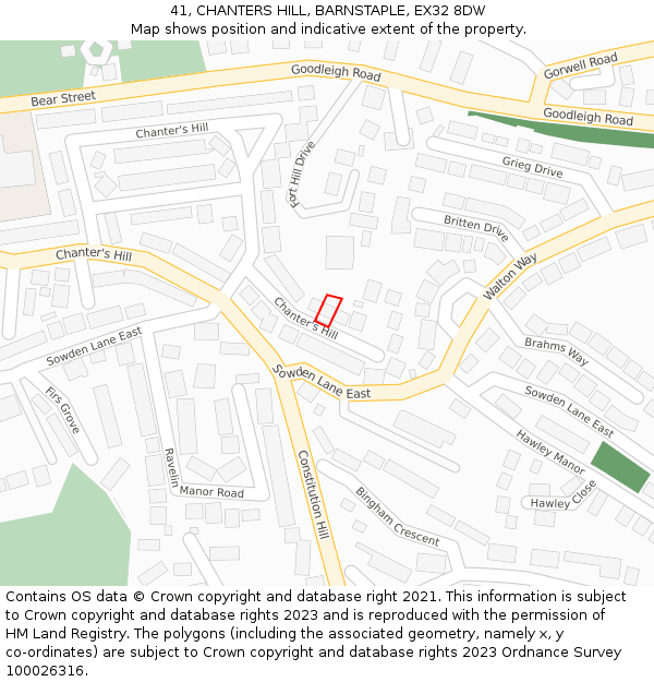 41, CHANTERS HILL, BARNSTAPLE, EX32 8DW: Location map and indicative extent of plot