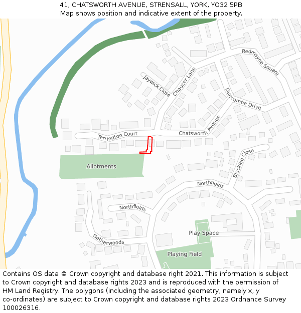 41, CHATSWORTH AVENUE, STRENSALL, YORK, YO32 5PB: Location map and indicative extent of plot