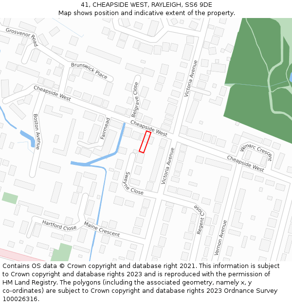 41, CHEAPSIDE WEST, RAYLEIGH, SS6 9DE: Location map and indicative extent of plot