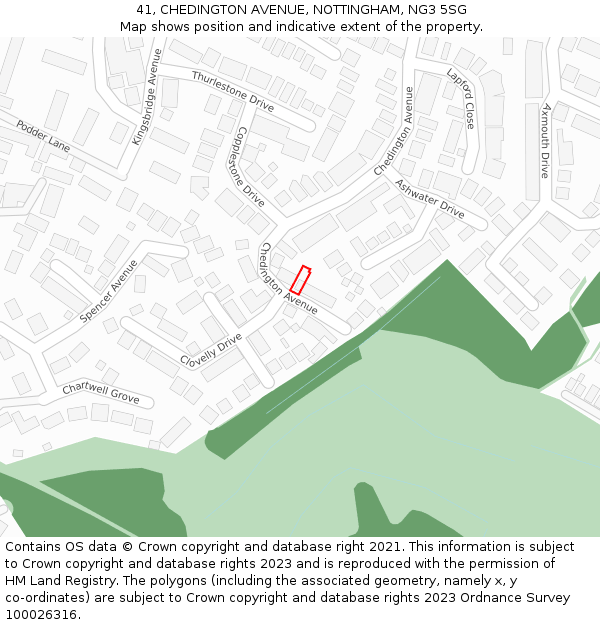 41, CHEDINGTON AVENUE, NOTTINGHAM, NG3 5SG: Location map and indicative extent of plot