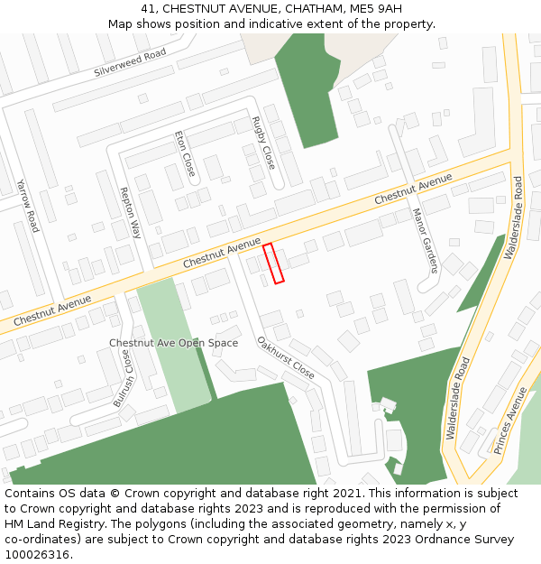 41, CHESTNUT AVENUE, CHATHAM, ME5 9AH: Location map and indicative extent of plot