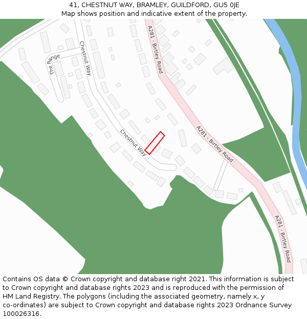 41, CHESTNUT WAY, BRAMLEY, GUILDFORD, GU5 0JE: Location map and indicative extent of plot