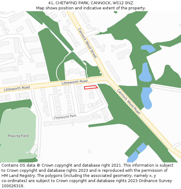 41, CHETWYND PARK, CANNOCK, WS12 0NZ: Location map and indicative extent of plot