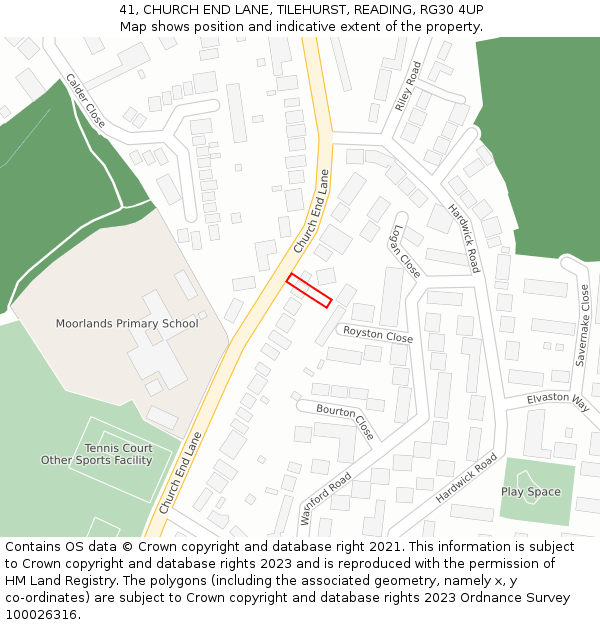 41, CHURCH END LANE, TILEHURST, READING, RG30 4UP: Location map and indicative extent of plot