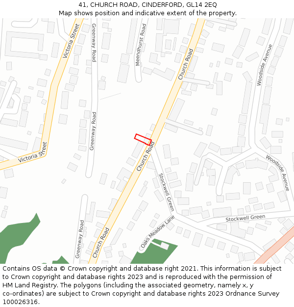 41, CHURCH ROAD, CINDERFORD, GL14 2EQ: Location map and indicative extent of plot