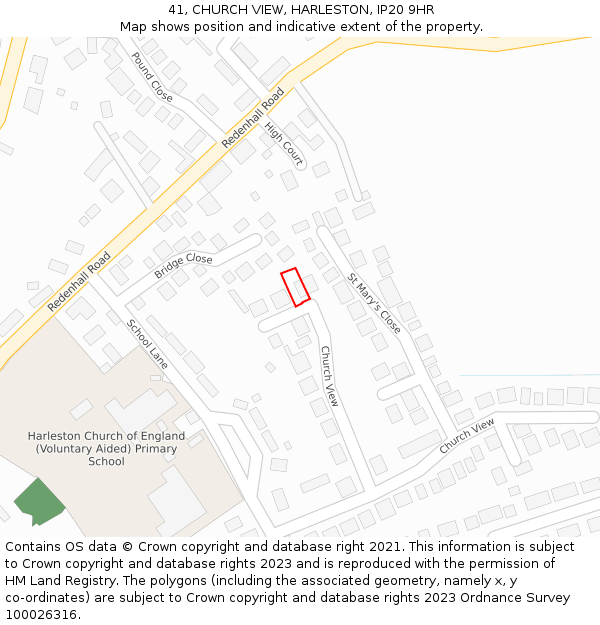 41, CHURCH VIEW, HARLESTON, IP20 9HR: Location map and indicative extent of plot