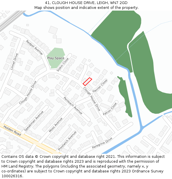 41, CLOUGH HOUSE DRIVE, LEIGH, WN7 2GD: Location map and indicative extent of plot