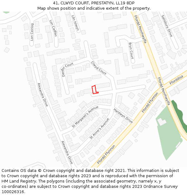 41, CLWYD COURT, PRESTATYN, LL19 8DP: Location map and indicative extent of plot