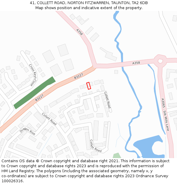 41, COLLETT ROAD, NORTON FITZWARREN, TAUNTON, TA2 6DB: Location map and indicative extent of plot