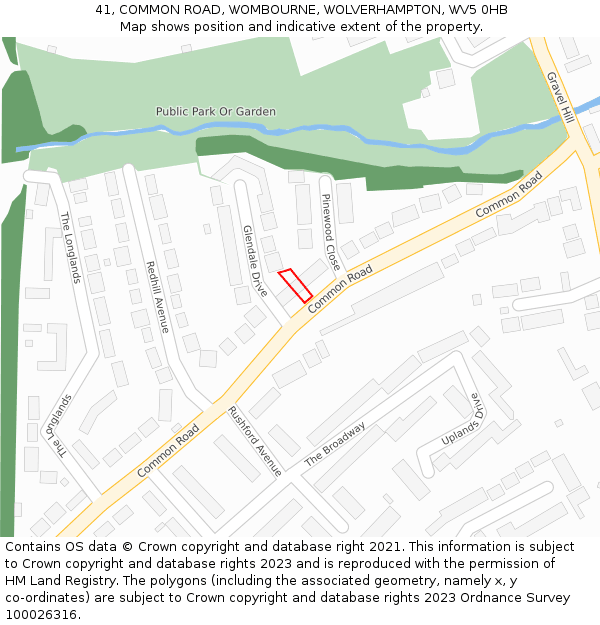 41, COMMON ROAD, WOMBOURNE, WOLVERHAMPTON, WV5 0HB: Location map and indicative extent of plot