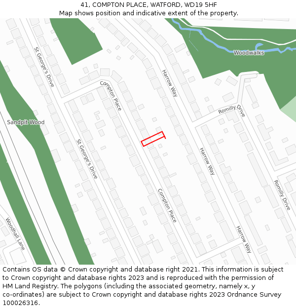 41, COMPTON PLACE, WATFORD, WD19 5HF: Location map and indicative extent of plot