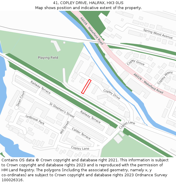 41, COPLEY DRIVE, HALIFAX, HX3 0US: Location map and indicative extent of plot