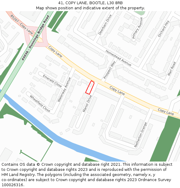 41, COPY LANE, BOOTLE, L30 8RB: Location map and indicative extent of plot