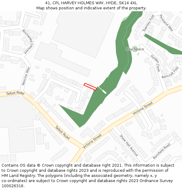 41, CPL HARVEY HOLMES WAY, HYDE, SK14 4XL: Location map and indicative extent of plot