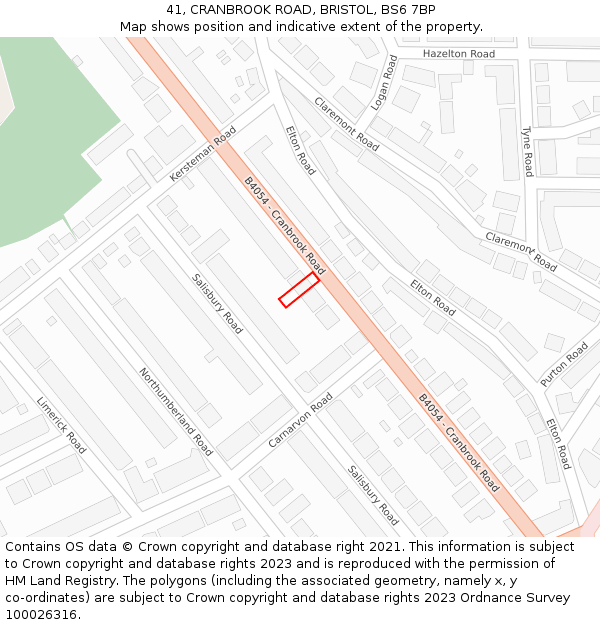41, CRANBROOK ROAD, BRISTOL, BS6 7BP: Location map and indicative extent of plot